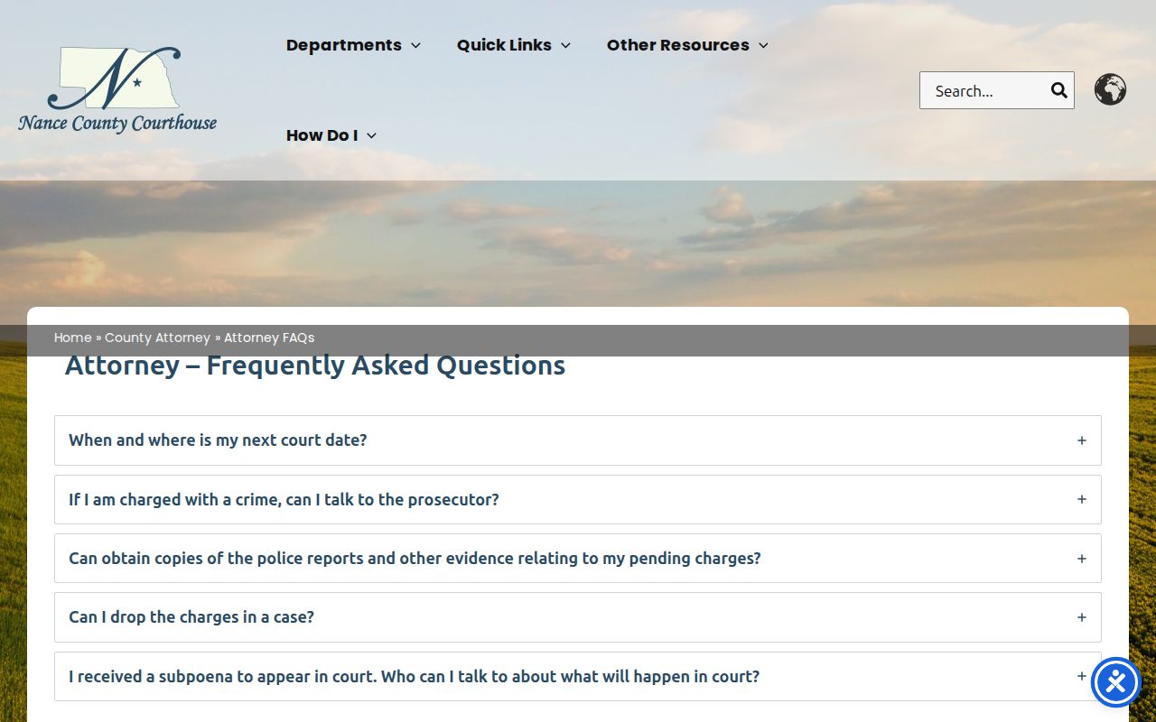 Fullerton criminal record access through the Nance County Attorney report process