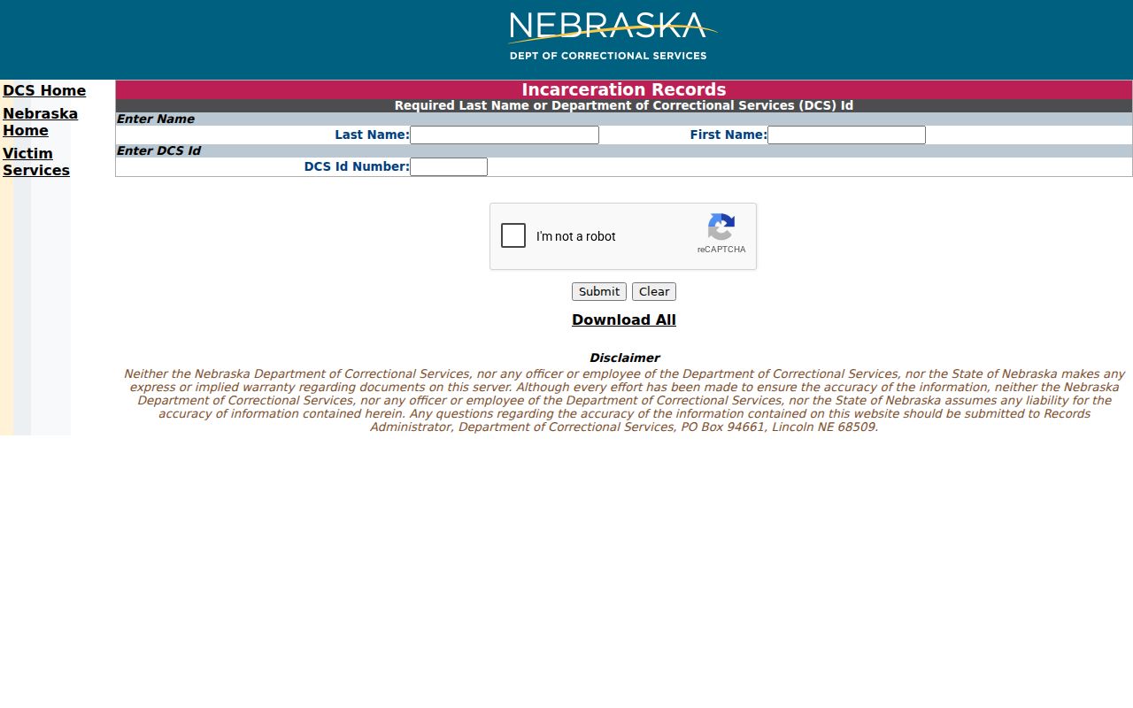 Nance County arrest search compared with Nebraska state incarceration fields