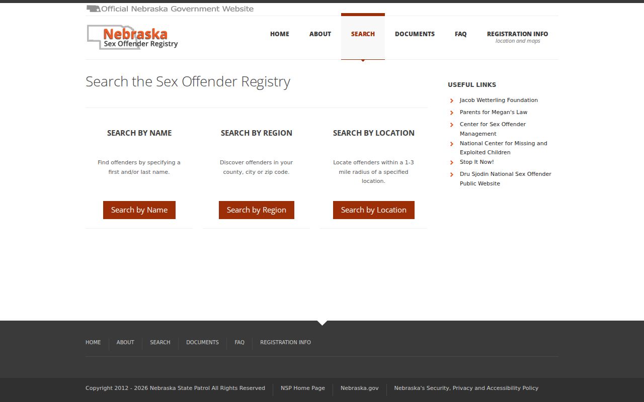 Nance County sex offender lookup registry query form
