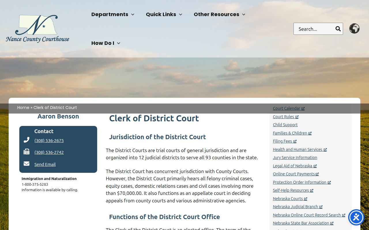 Nance County criminal case and felony records office